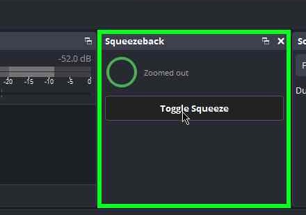 The Squeezeback dock panel in OBS